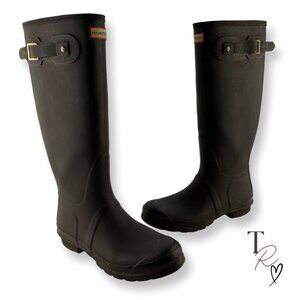 Hunter Original Tall Rain Boots in Matte Black Adjustable Buckle Women’s Size 9
